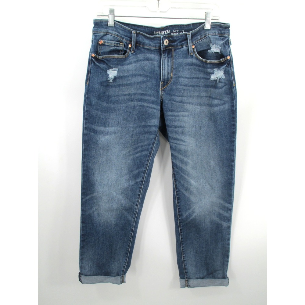 Levi's Denizen Modern Slim Cuffed Jeans Womens 32 Blue Denim Mid Rise Stretch